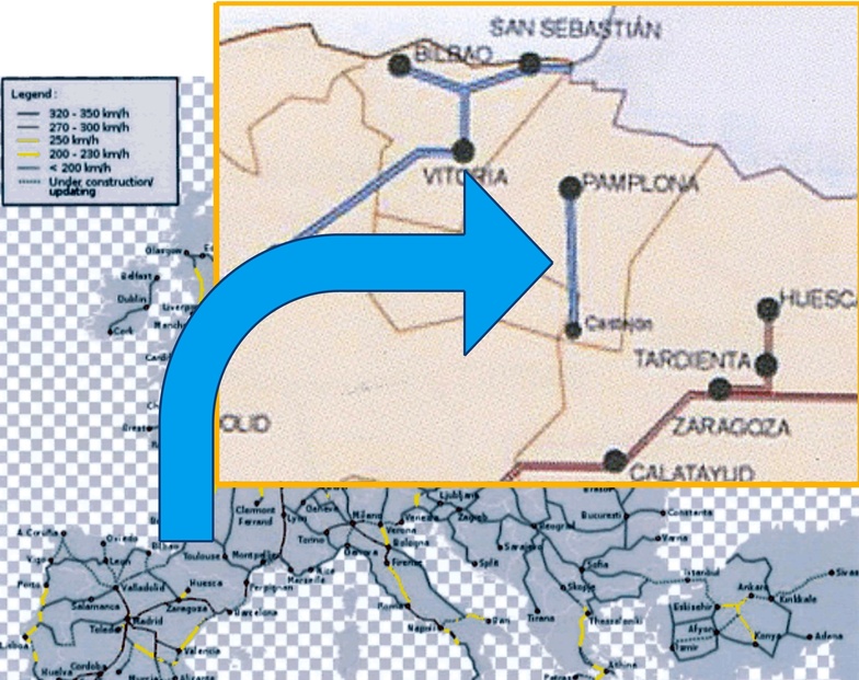 High-speed train in Navarra map